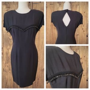 Donna Ricco Women’s Beads-Embellished Little Black Dress EUC size 8P